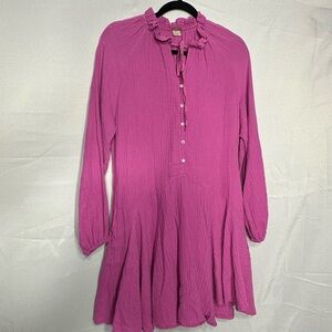 MAGASCHONI Pink Ruffled Long Sleeve Dress size XS pre owned Exellent condition.